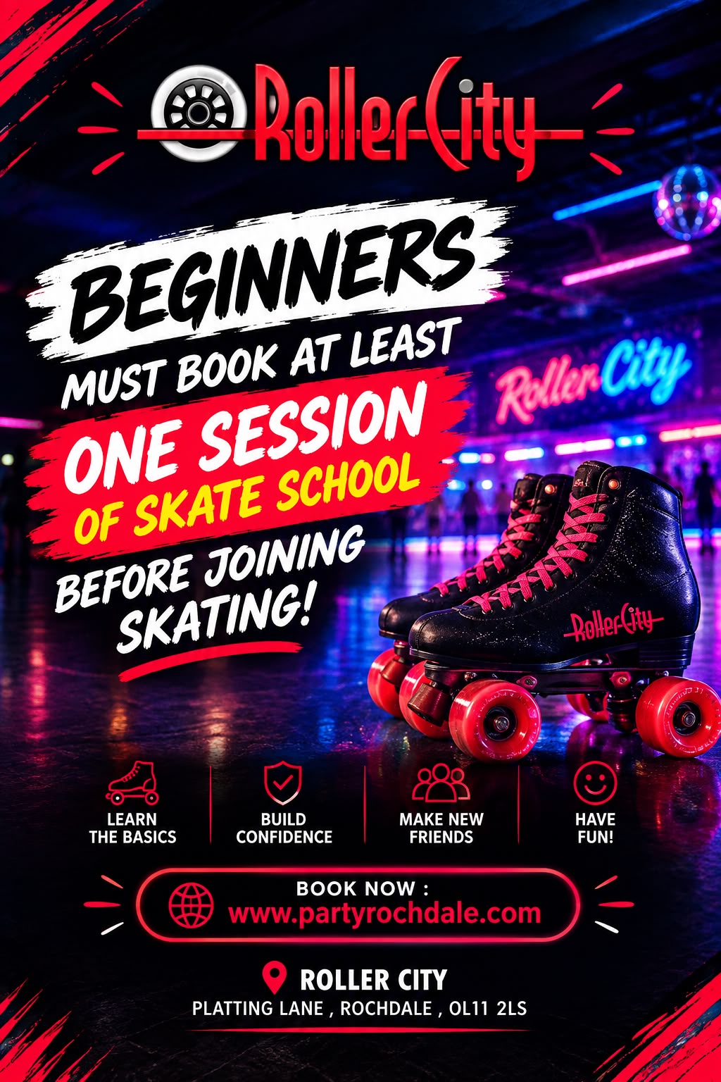 Skate School - £6 Off First Lesson! | 60 Mins Session Learn to Skate Class